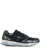 White Premiata Brushstroke Sneakers - Black