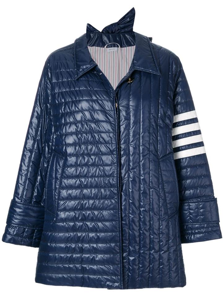 Thom Browne Bow Collar Satin-finished Cuban Overcoat In Nylon Tech -