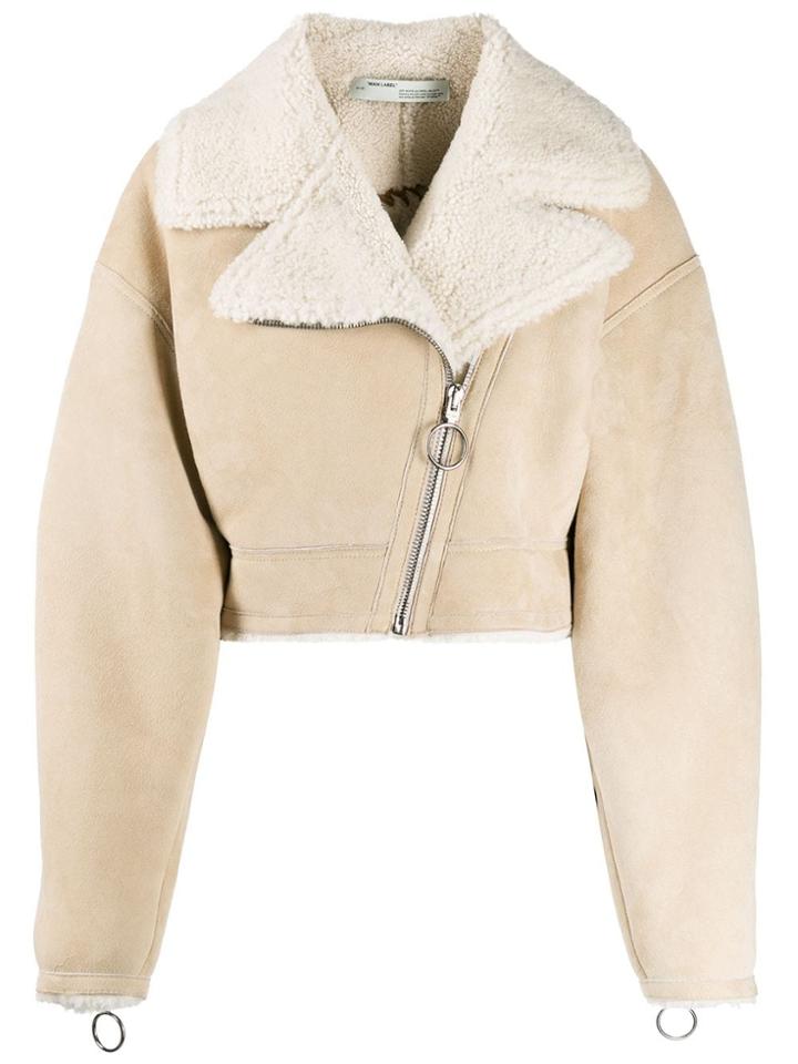 Off-white Cropped Shearling Jacket - Neutrals