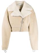 Off-white Cropped Shearling Jacket - Neutrals