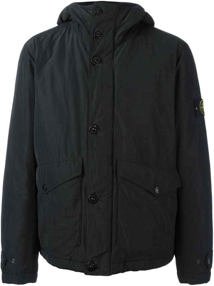 Stone Island Padded Hooded Jacket, Men's, Size: Xl, Black, Cotton/polyamide/polyester