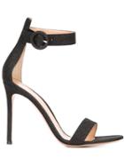 Gianvito Rossi Portofino Sandals, Women's, Size: 36, Black, Leather/pvc