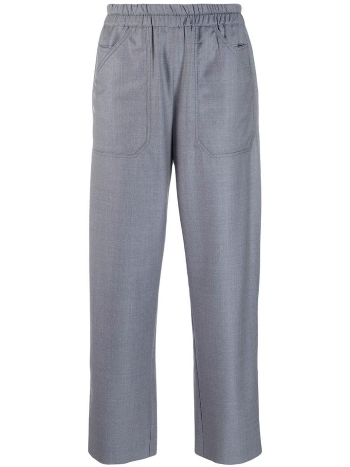 Giorgio Armani Cropped Wide-leg Trousers - Blue