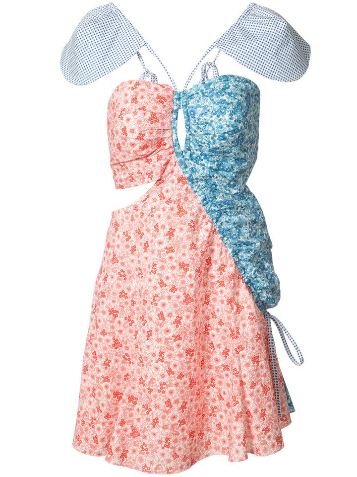 Rosie Assoulin Cut-out Detail Patterned Dress, Women's, Size: 0, Red, Cotton