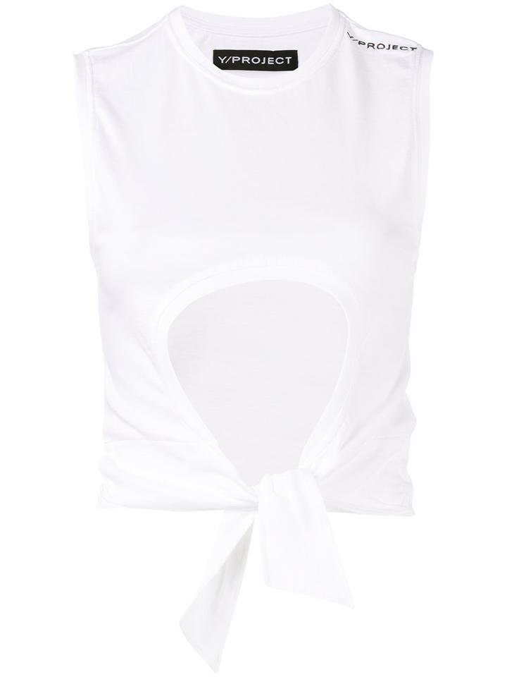 Y / Project - Cropped Cutout T-shirt - Women - Cotton - L, White, Cotton