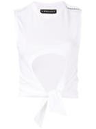 Y / Project - Cropped Cutout T-shirt - Women - Cotton - L, White, Cotton