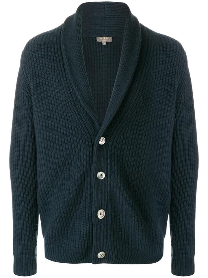 N.peal Shawl Collar Cashmere Cardigan - Blue