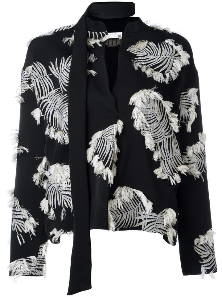 Chloé Palm Jacquard Blouse - Black