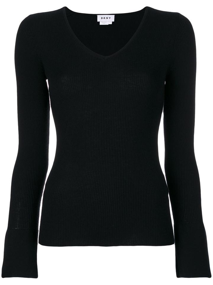 Dkny - Ribbed Sweatshirt - Women - Silk/cashmere/merino - M, Black, Silk/cashmere/merino