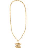 Chanel Vintage Matelasse Stitch Cc Necklace - Gold