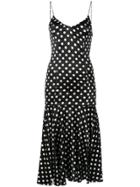 Caroline Constas Polka Dot Midi Dress - Black