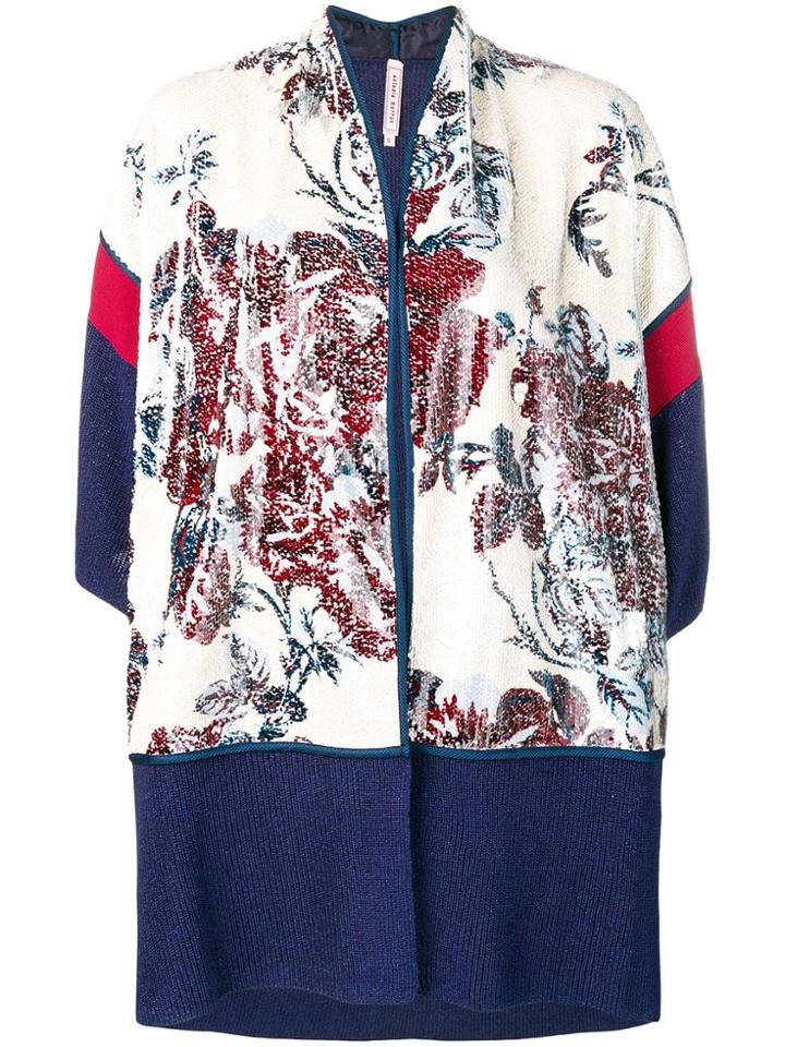 Antonio Marras Floral Sequinned Knitted Cardigan - Blue