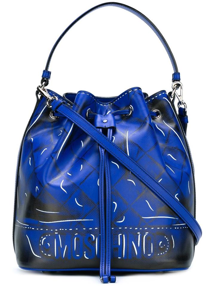 Moschino Trompe-l'oeil Bucket Tote, Women's, Blue