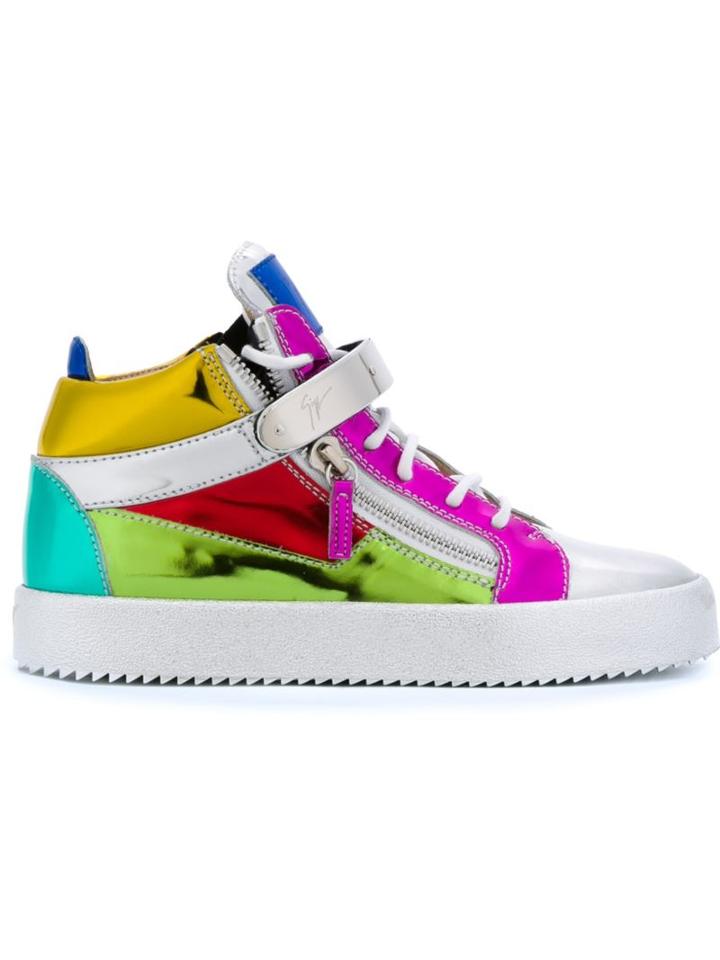 Giuseppe Zanotti Design Jodi Hi-top Sneakers, Women's, Size: 39.5, Grey, Patent Leather/leather/rubber