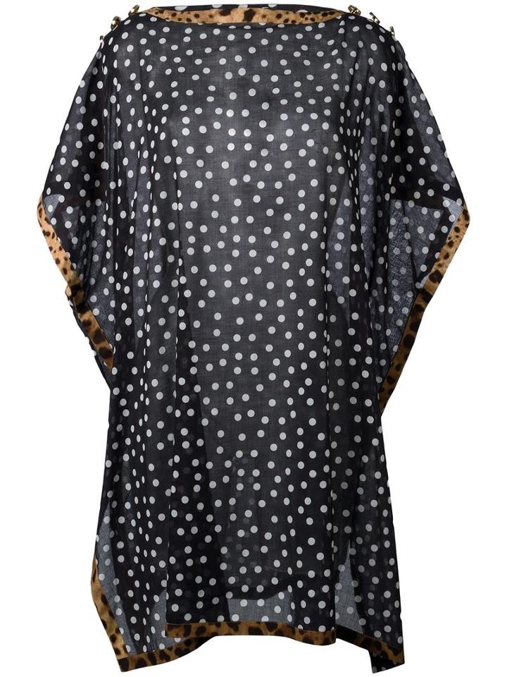 Dolce & Gabbana Polka Dot Kaftan Dress, Women's, Size: 38, Black, Cotton