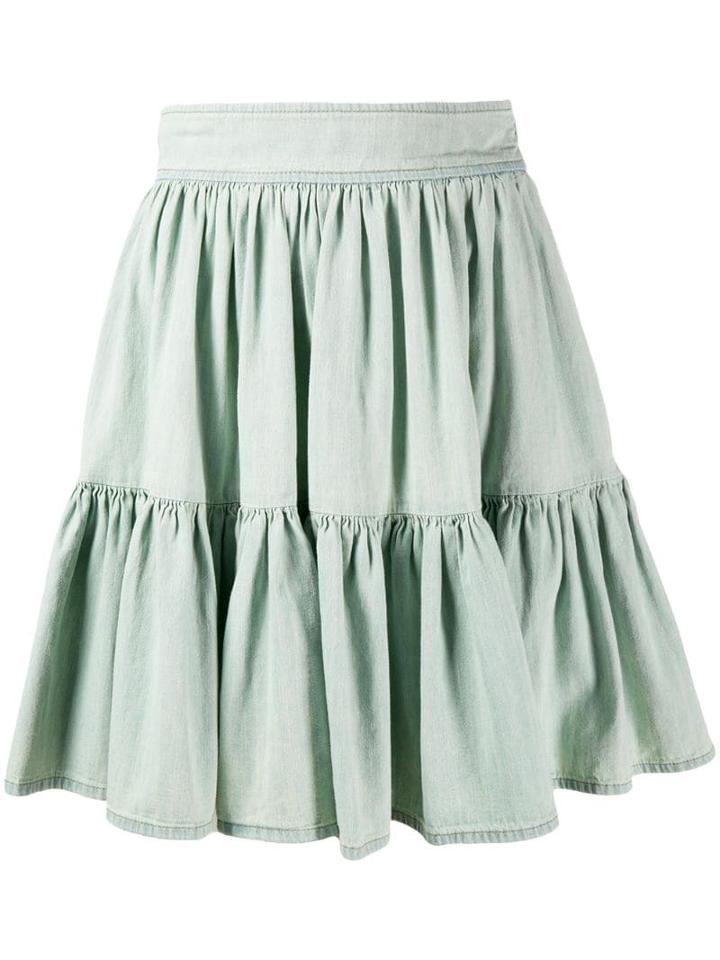 Miu Miu Pleated Denim Skirt - Green