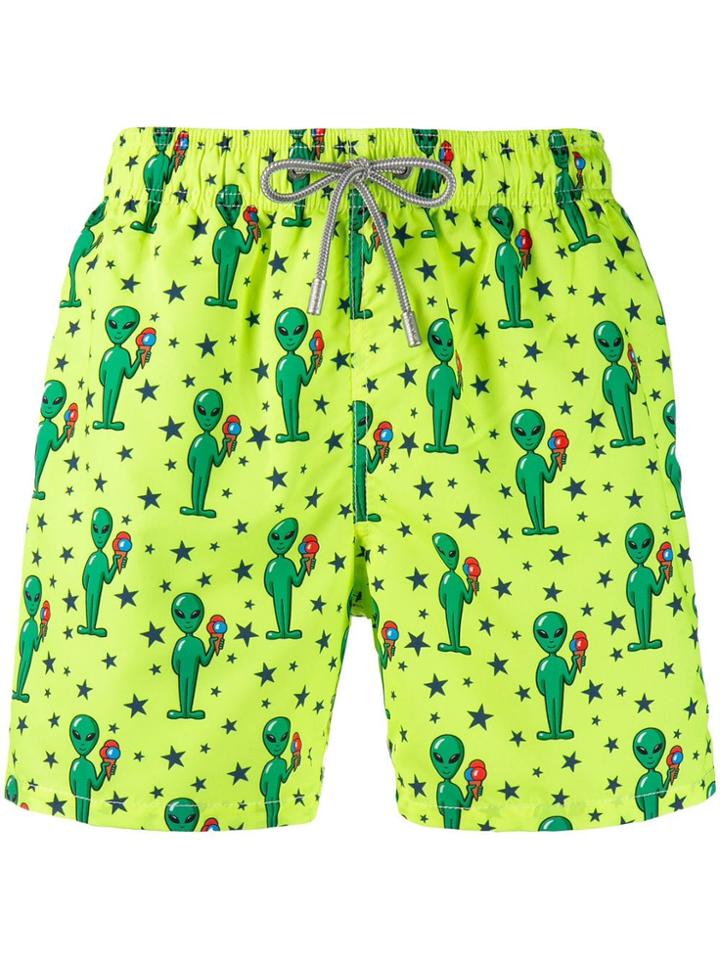 Mc2 Saint Barth Alien Print Swim Shorts - Yellow