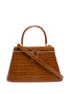 By Far Brown Annie Croc Print Leather Box Bag