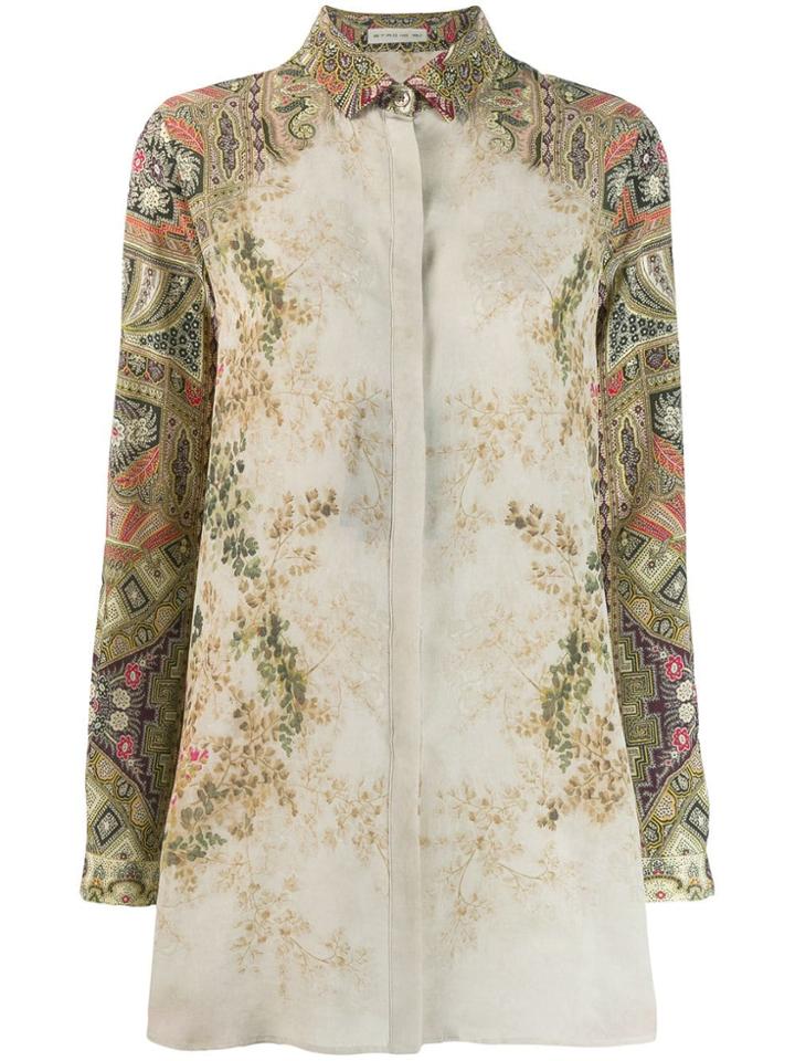 Etro Printed Longline Shirt - Green