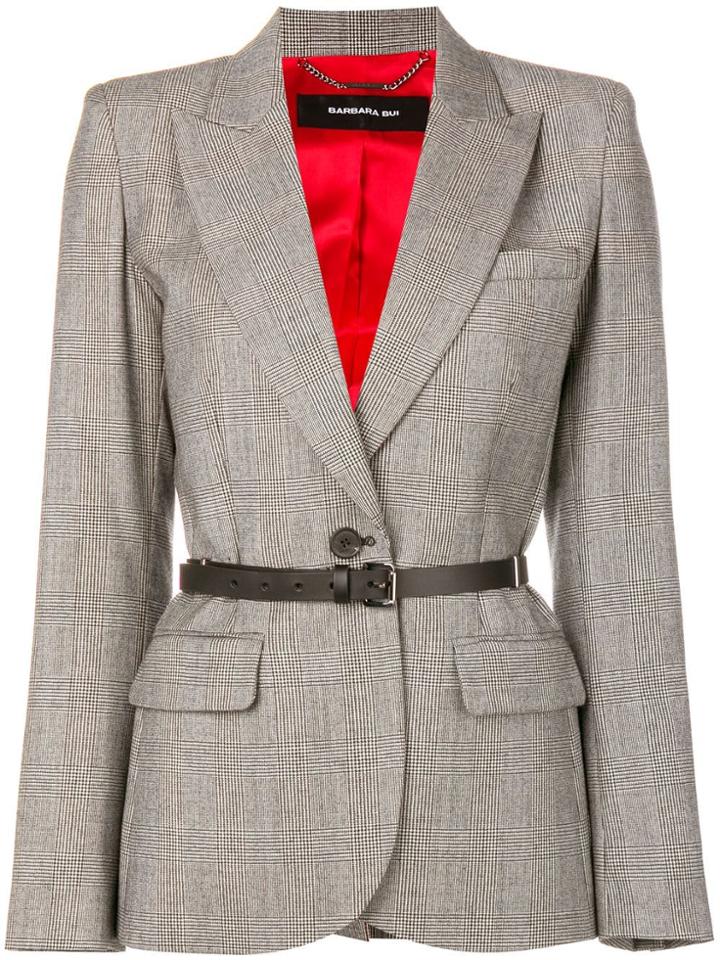 Barbara Bui Check Belted Blazer - Grey