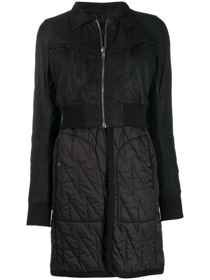 Rick Owens Panelled Layered Coat - Black