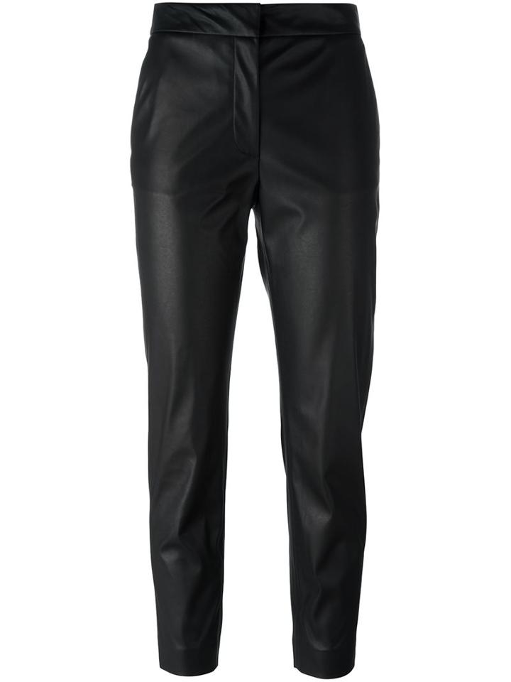 Msgm Leather Accent Cropped Trousers