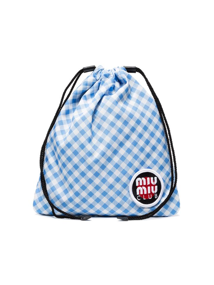 Miu Miu Club Patch Gingham Pouch - Blue
