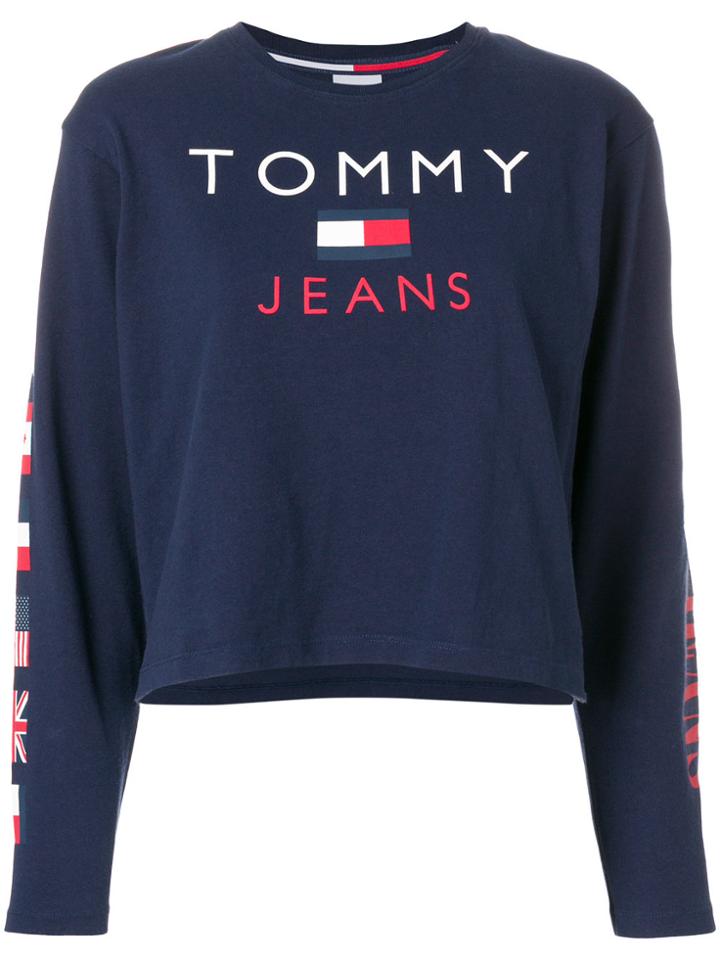 Tommy Jeans Flag Print Longsleeved T-shirt - Blue