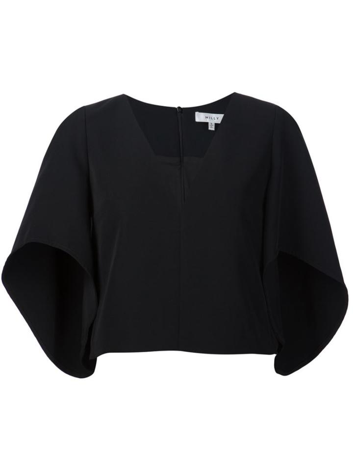 Milly Cape Sleeves Top, Women's, Size: Xs, Black, Polyester/spandex/elastane