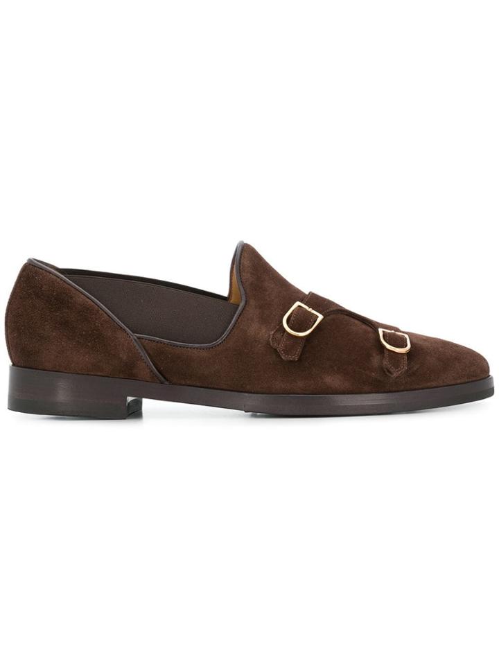 Edhen Milano Buckle Detail Loafers - Brown