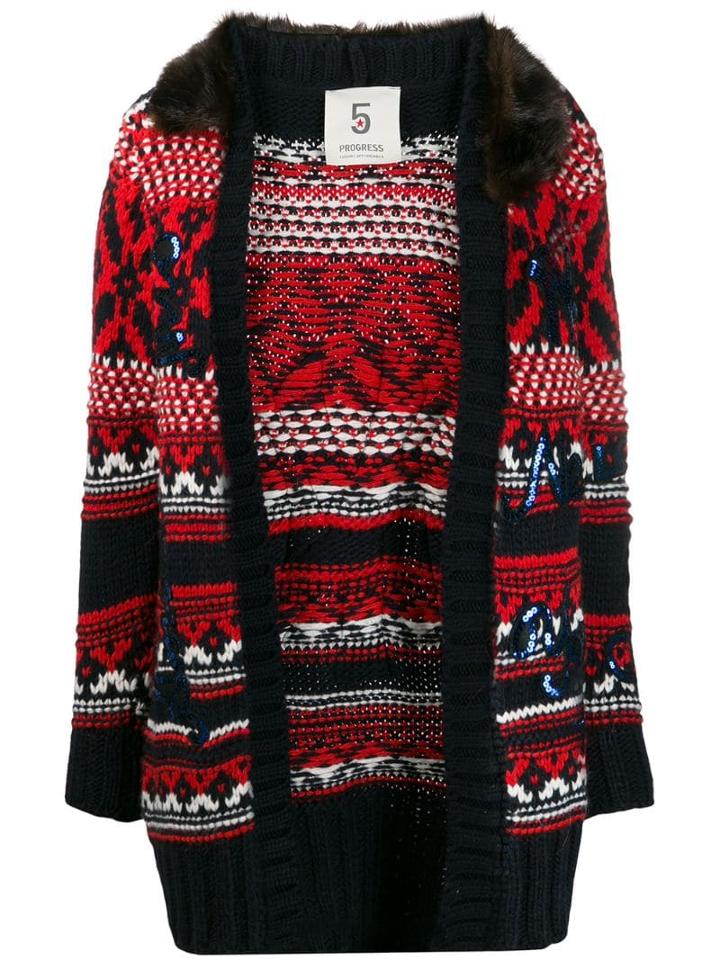 5 Progress Fair Isle Cardigan - Blue