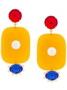 Marni Crystal Pearl Embellished Earrings - Yellow & Orange
