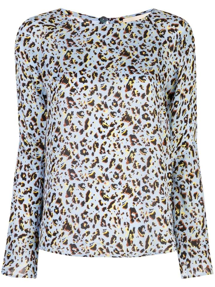 L'agence Leopard Print Blouse - Blue