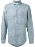 Boglioli Checked Shirt, Men's, Size: 41, Blue, Cotton/linen/flax