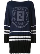 Fendi Pre-owned Logo Print Sweater Dress - Blue