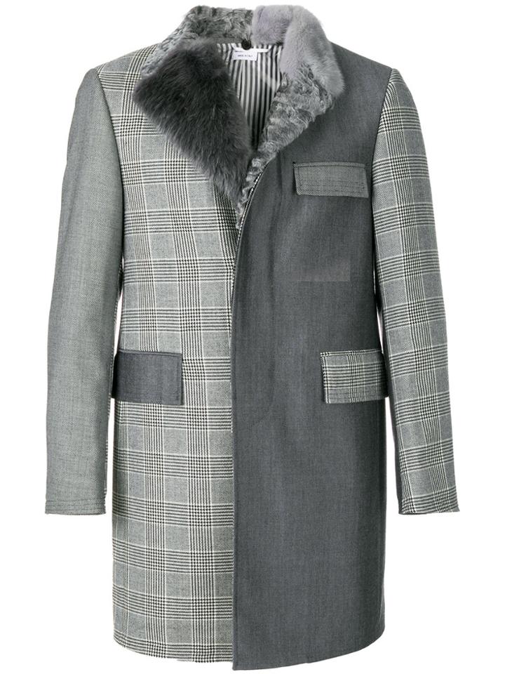 Thom Browne Fun-mixed Fur Collar And Lapel Classic Chesterfield