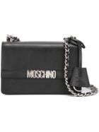 Moschino Logo Plaque Shoulder Bag, Women's, Black