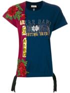Night Market Roses Embroidered T-shirt - Blue
