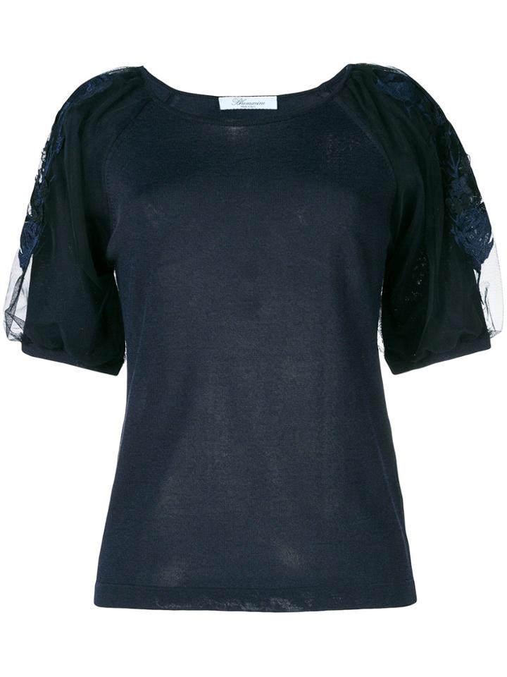 Blumarine Floral Lace Detail Top - Blue
