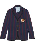 Gucci Striped Cotton Jacket With Patch - Blue