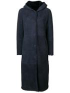 Liska Hooded Shearling Coat - Blue