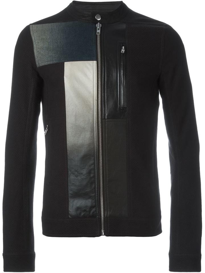 Rick Owens Panelled Jacket, Men's, Size: 52, Black, Cotton/viscose/cupro/lamb Skin