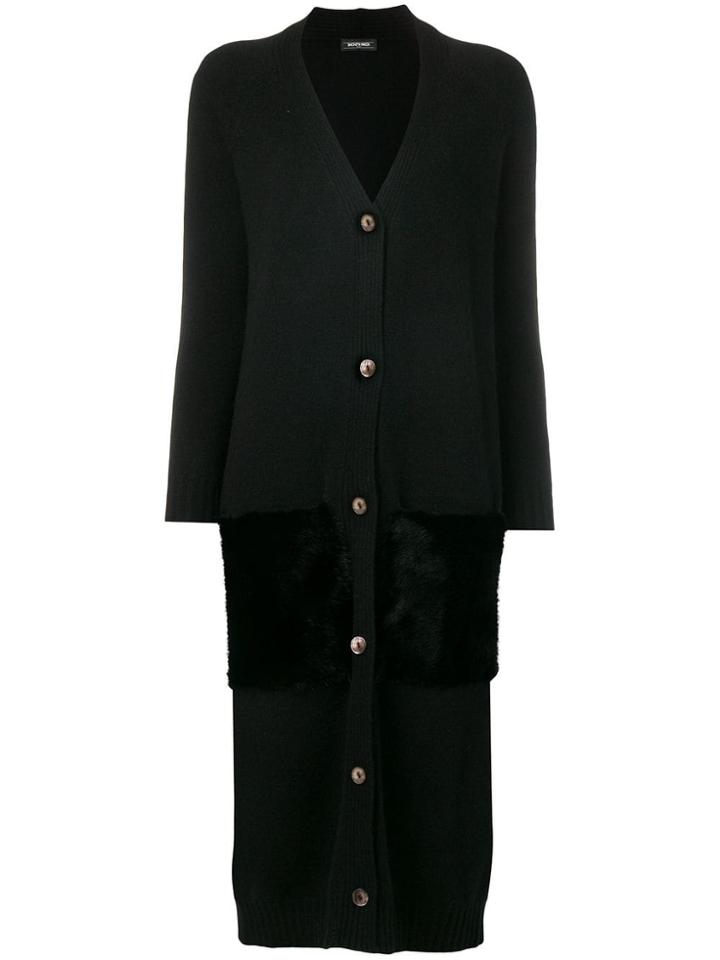 Simonetta Ravizza Panelled Long Cardigan - Black