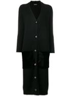 Simonetta Ravizza Panelled Long Cardigan - Black