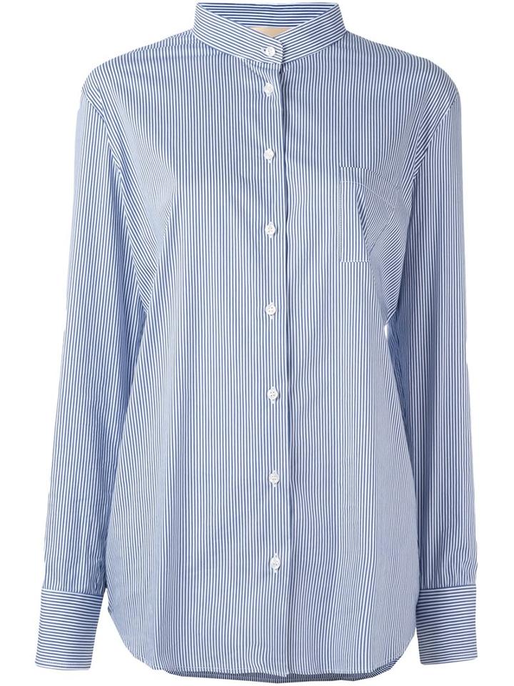 Erika Cavallini Striped Shirt, Women's, Size: 44, Blue, Cotton/polyamide/spandex/elastane