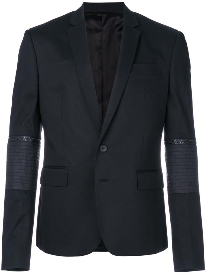 Les Hommes Urban Zip Sleeved Blazer - Black