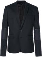 Les Hommes Urban Zip Sleeved Blazer - Black