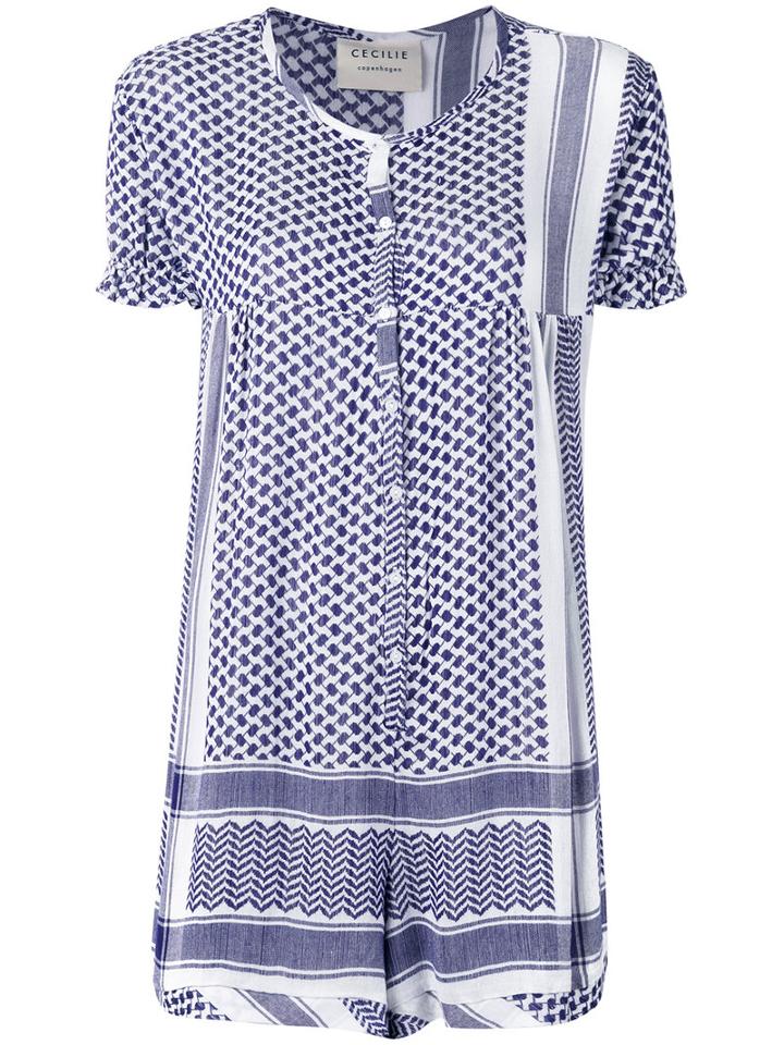 Buttoned Playsuit - Women - Viscose - 1, Blue, Viscose, Cecilie Copenhagen