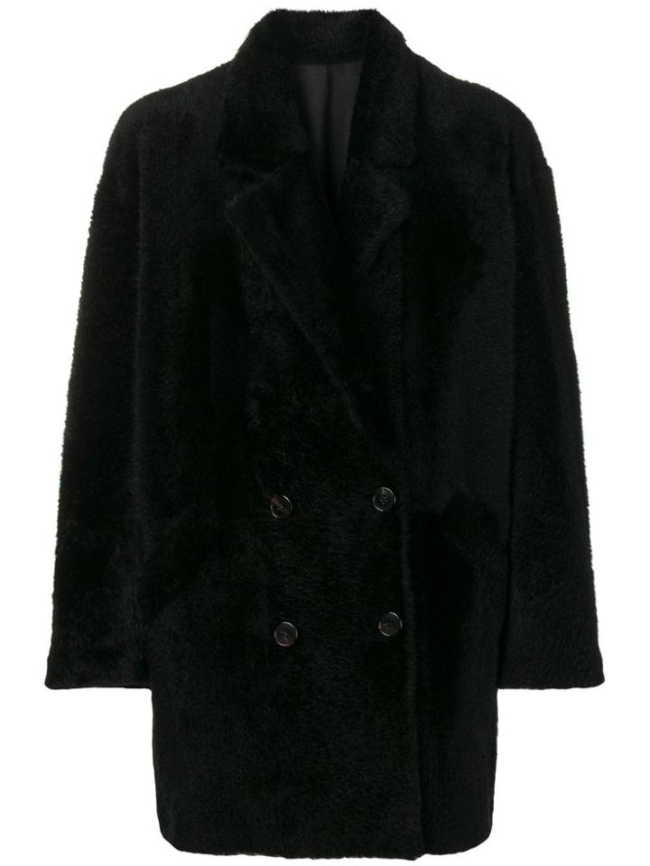 Sprung Frères Double-breasted Shearling Coat - Black