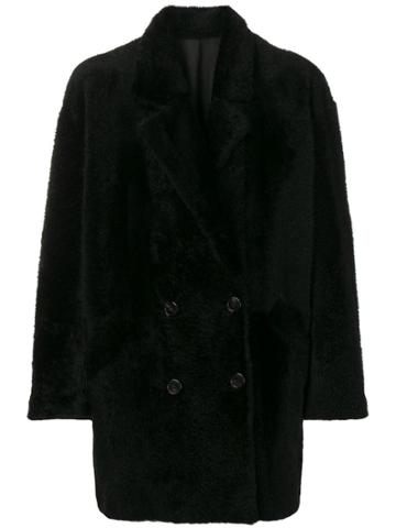 Sprung Frères Double-breasted Shearling Coat - Black